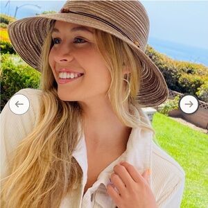 REI CTR Summit Crushable Straw Hat‎ Women’s S/M Packable Sunhat in Brown Mix